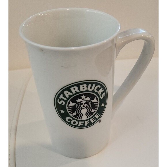Starbucks Coffee Mug White Ceramic Coffee Cup 16 Oz Advertising Mermaid‎ Logo - Picture 1 of 5